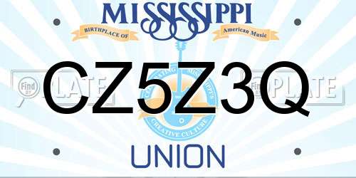 CZ5Z3Q Mississippi License Plate