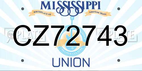 CZ72743 Mississippi License Plate