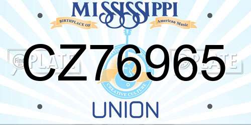 CZ76965 Mississippi License Plate