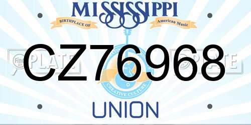 CZ76968 Mississippi License Plate