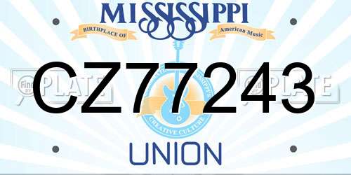 CZ77243 Mississippi License Plate