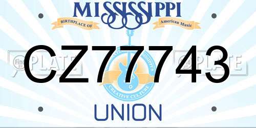 CZ77743 Mississippi License Plate