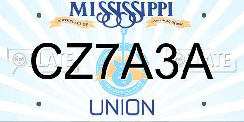 CZ7A3A Mississippi License Plate