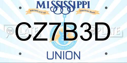 CZ7B3D Mississippi License Plate
