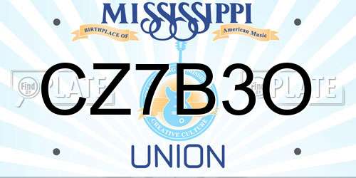 CZ7B3O Mississippi License Plate