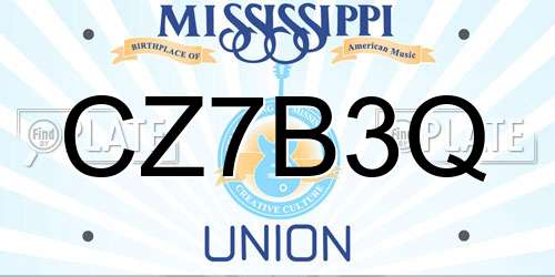 CZ7B3Q Mississippi License Plate