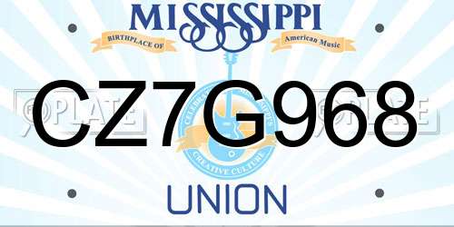 CZ7G968 Mississippi License Plate