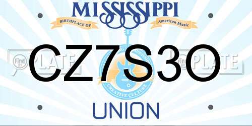 CZ7S3O Mississippi License Plate