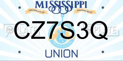 CZ7S3Q Mississippi License Plate