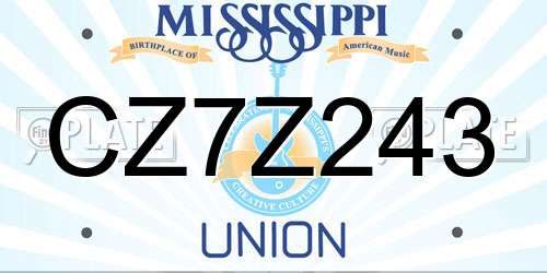 CZ7Z243 Mississippi License Plate