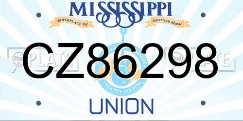 CZ86298 Mississippi License Plate