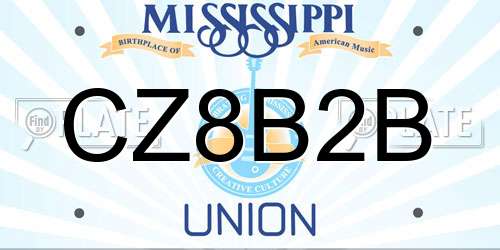 CZ8B2B Mississippi License Plate