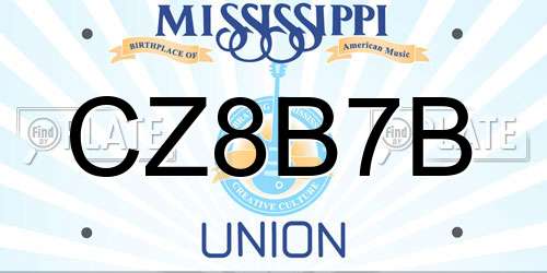 CZ8B7B Mississippi License Plate