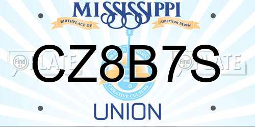 CZ8B7S Mississippi License Plate