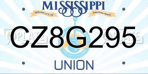 CZ8G295 Mississippi License Plate
