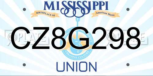 CZ8G298 Mississippi License Plate