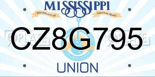 CZ8G795 Mississippi License Plate