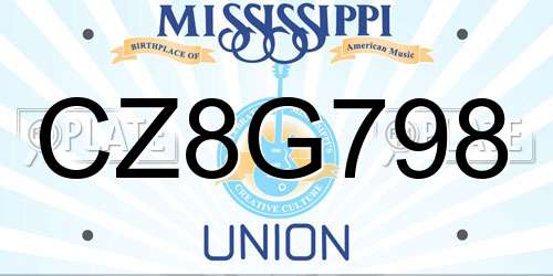CZ8G798 Mississippi License Plate
