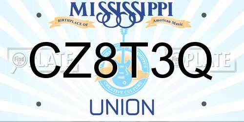 CZ8T3Q Mississippi License Plate