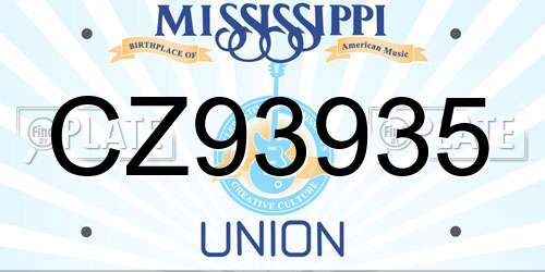 CZ93935 Mississippi License Plate