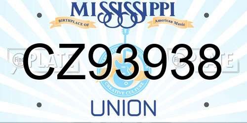 CZ93938 Mississippi License Plate