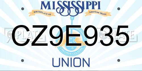 CZ9E935 Mississippi License Plate