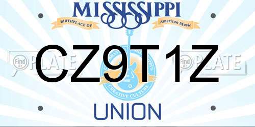 CZ9T1Z Mississippi License Plate