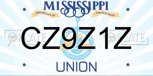 CZ9Z1Z Mississippi License Plate