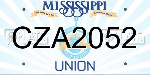 CZA2052 Mississippi License Plate