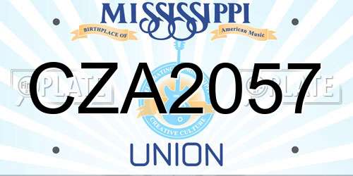 CZA2057 Mississippi License Plate
