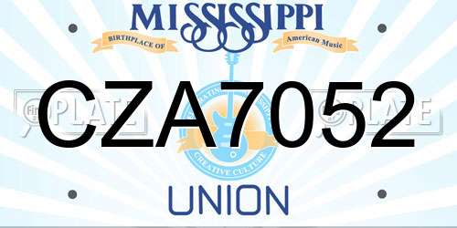 CZA7052 Mississippi License Plate