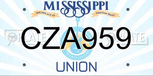 CZA959 Mississippi License Plate