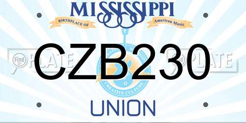 CZB230 Mississippi License Plate