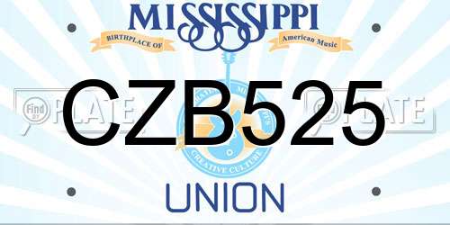 CZB525 Mississippi License Plate