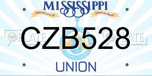 CZB528 Mississippi License Plate