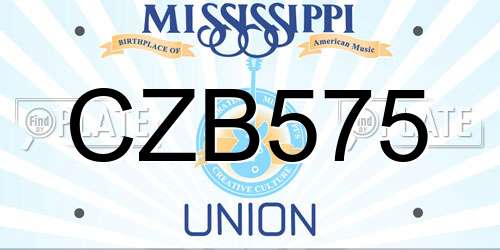 CZB575 Mississippi License Plate