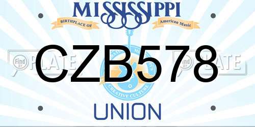 CZB578 Mississippi License Plate