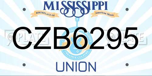 CZB6295 Mississippi License Plate