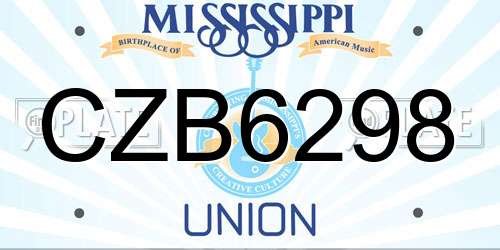 CZB6298 Mississippi License Plate