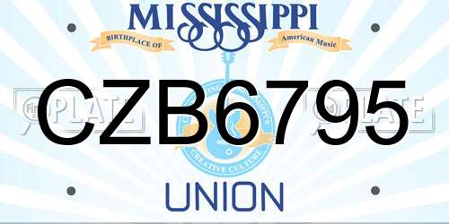 CZB6795 Mississippi License Plate