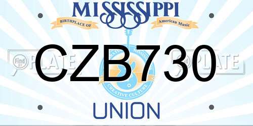 CZB730 Mississippi License Plate