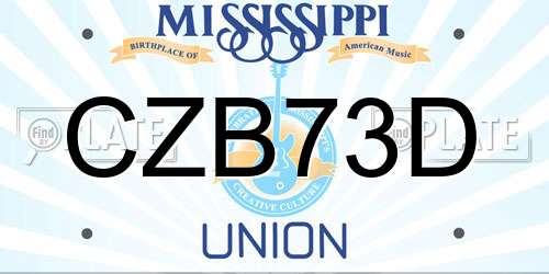 CZB73D Mississippi License Plate