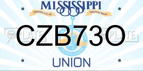 CZB73O Mississippi License Plate