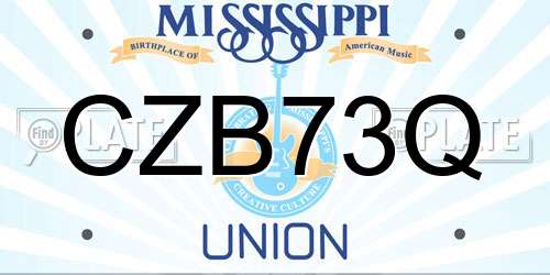 CZB73Q Mississippi License Plate