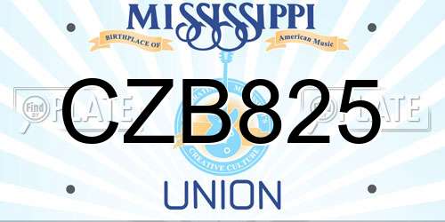 CZB825 Mississippi License Plate