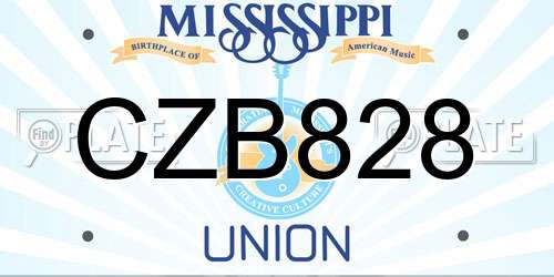 CZB828 Mississippi License Plate