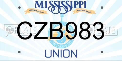 CZB983 Mississippi License Plate