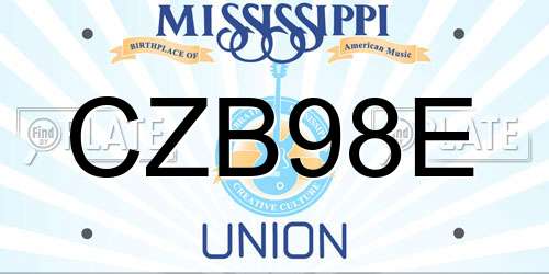 CZB98E Mississippi License Plate