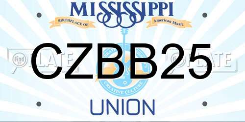 CZBB25 Mississippi License Plate