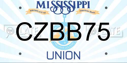 CZBB75 Mississippi License Plate
